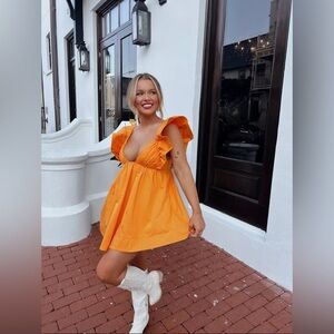 For Love And Lemons Orange Mini Dress